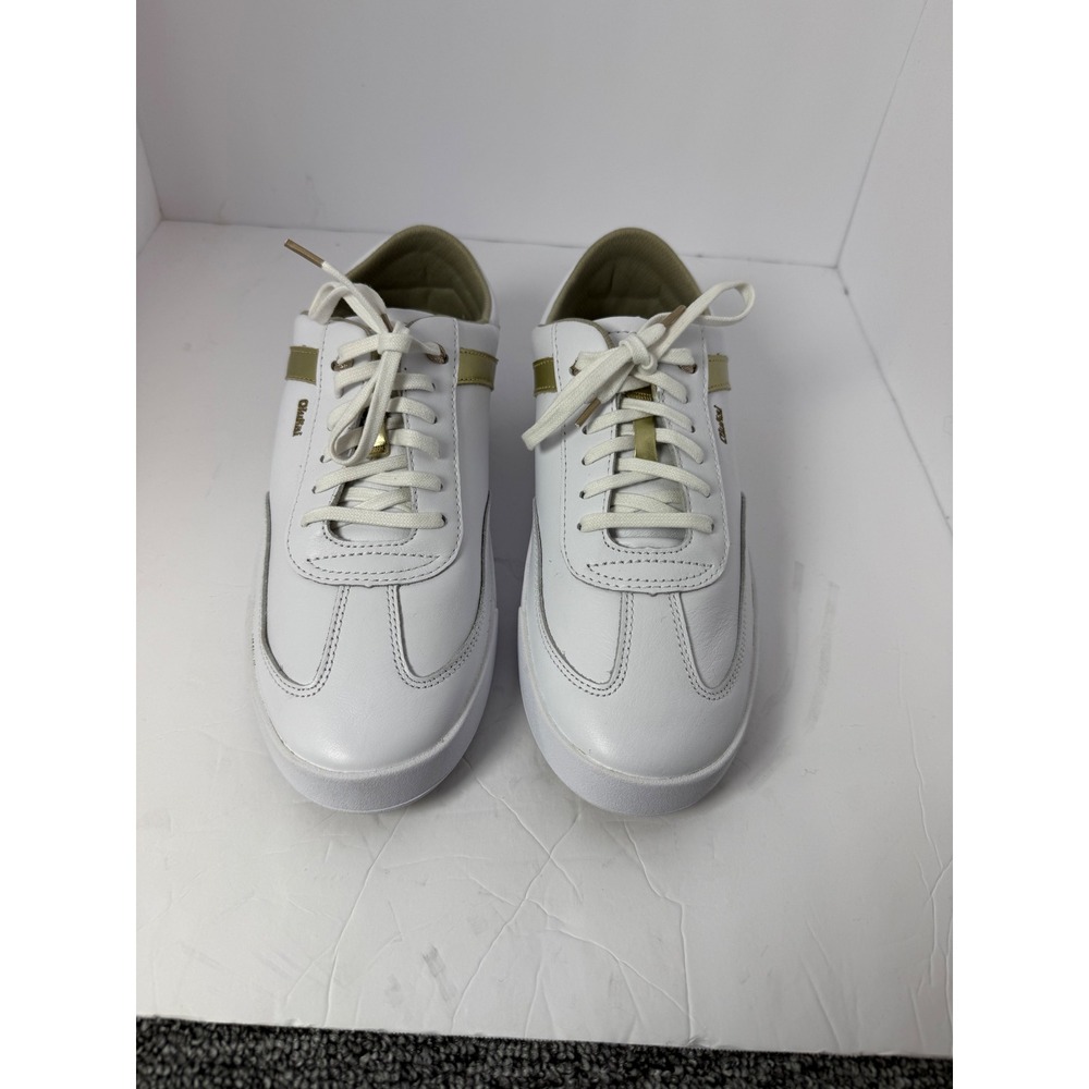 Olukai Haupu White Leather Gold Metallic Sneakers 20493-4R4R Womens 11 EUR 41